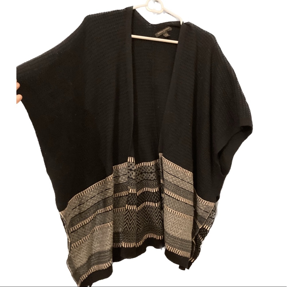 Banana Republic - medium weight knit poncho with trim detailing and side slit
